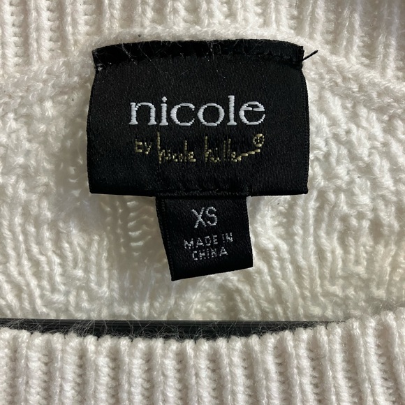 Nicole by Nicole Miller Cable Knit Sweater with Lace Hem - Picture 4 of 5